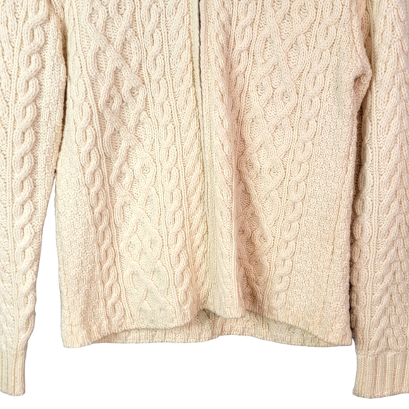 Inis Crafts 100% Merino Wool Made in Ireland Cable Knit Zip Up Heavy Sweater M - Picture 5 of 14